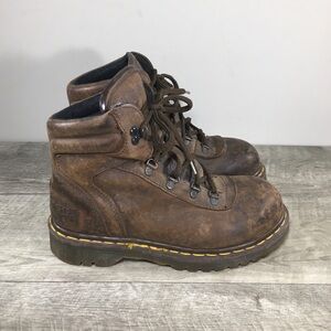 Vtg Dr. Doc Martens Industrial England Womens Leather Steel Toe Boots UK 5 US 7